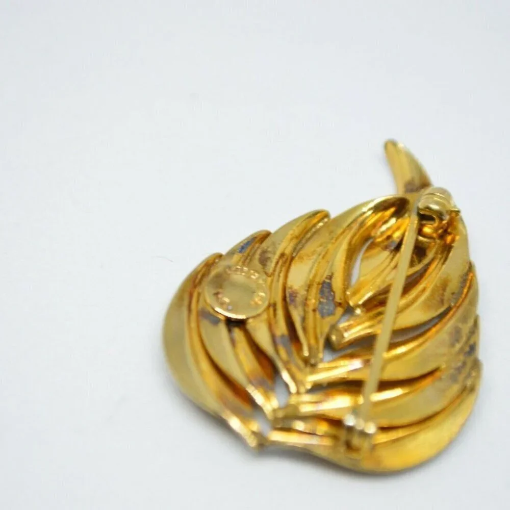 HG Signed 1/20 12KT Gold Filled Leaf Pin Brooch